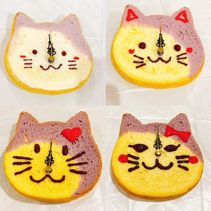 食品サンプル　猫パン時計